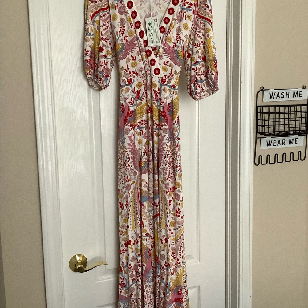 Floral V-Neck Maxi Dress - Multicolor